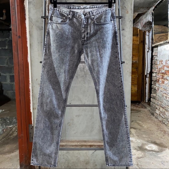 Sandro Droit Slim Grey Acid Wash Jeans 